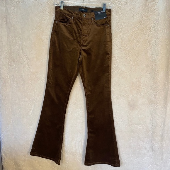 Banana Republic High Rise Flare premium denim pants - coconut brown, size 27p - Picture 2 of 11